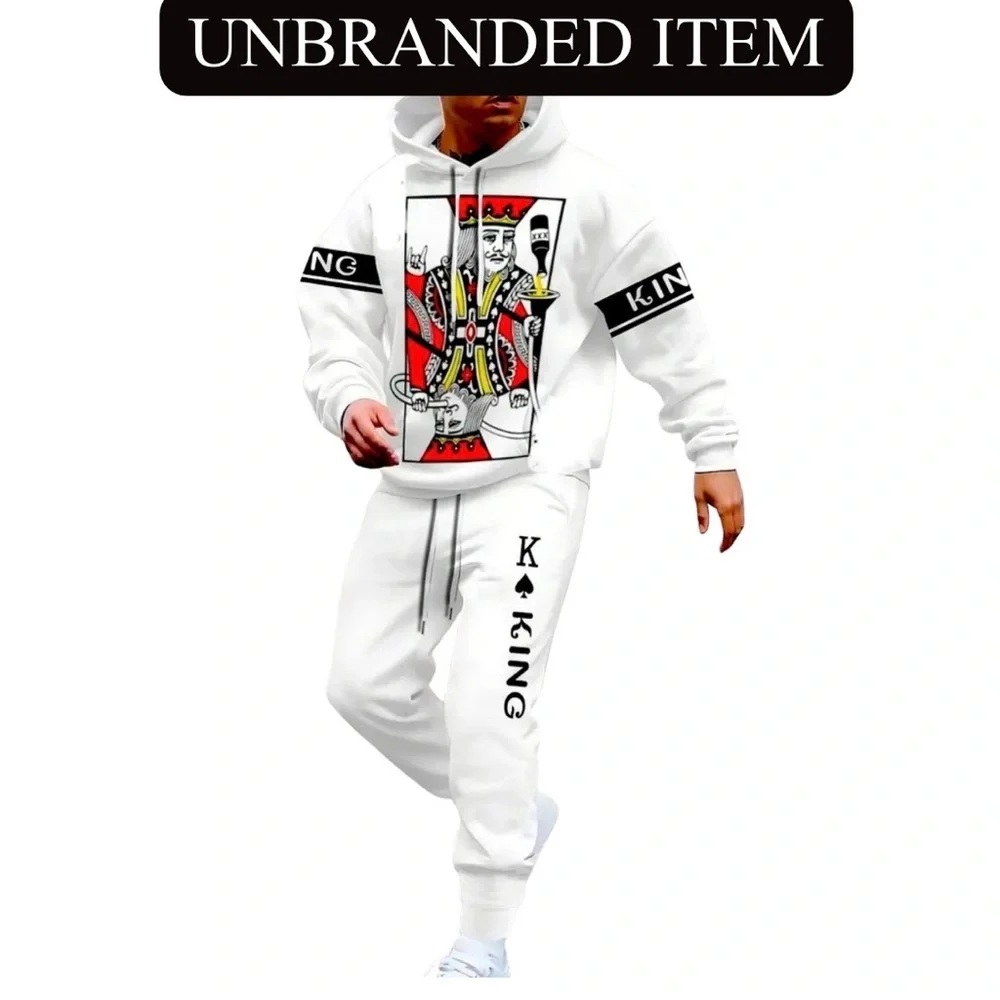 HOODIE SWEATSUIT: Poker King Print, NWOT